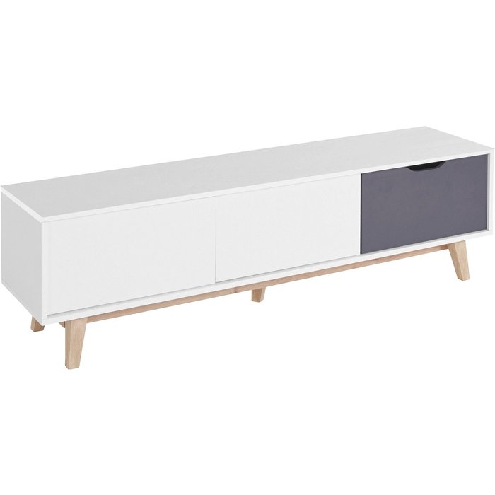 Meera|mueble bajo con 1 cajón y 2 puertas en blanco antracita