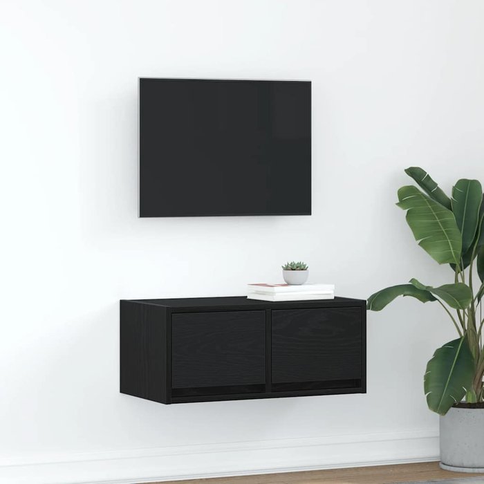 Mueble de tv madera de ingeniería roble negro 60x31x25,5 cm
