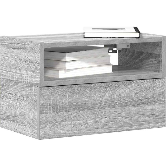 Mesitas de noche sonoma grises de pared, 2 unidades, 45 x 26 x 28,5 cm