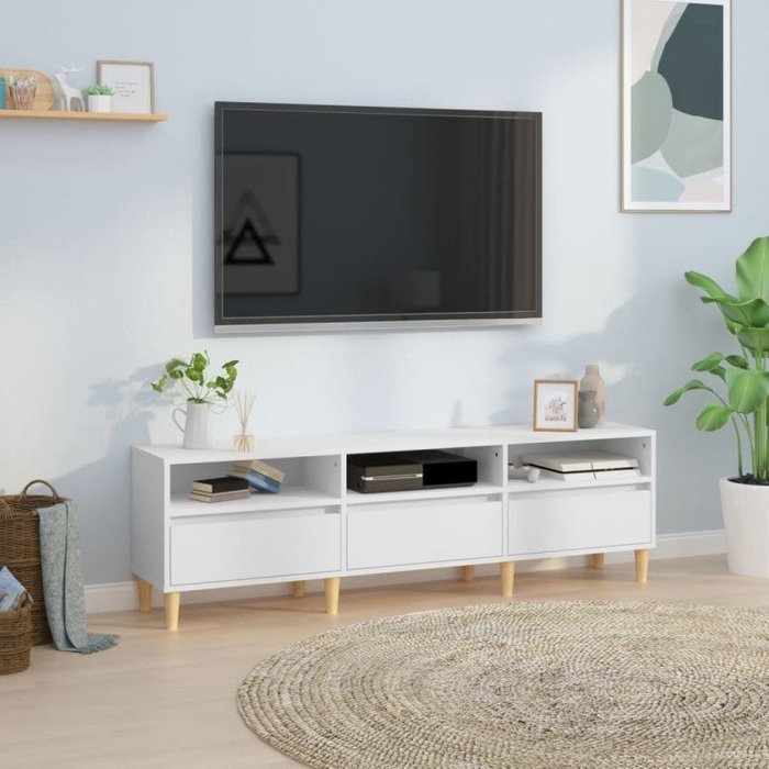 Mueble de tv madera blanco 150x30x44,5 cm unico / blanco