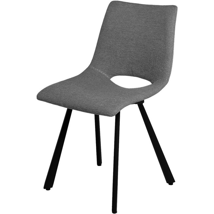 Silla pritam tapizada gris oscuro con patas metálicas negras