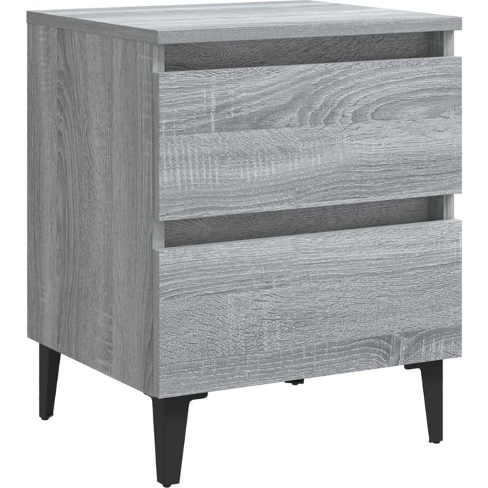 Mesita de noche con patas de metal sonoma gris 40x35x50 cm