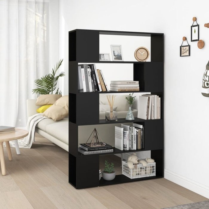 Vidaxl librería separador madera contrachapada negro 100x24x155 cm