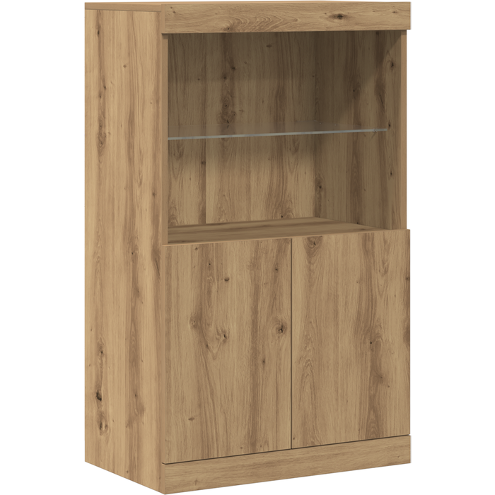 Aparador | buffet con luces led roble artesanal 60x37x100 cm cfw782462