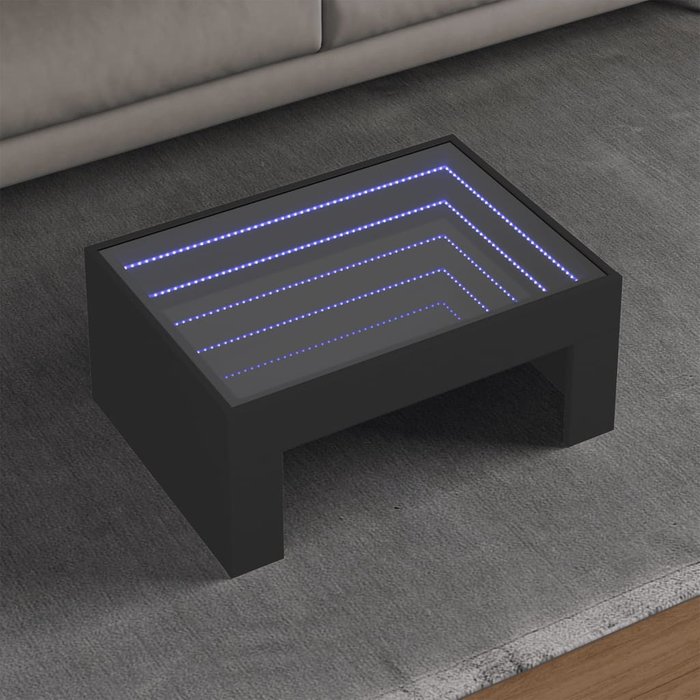 Mesa de centro con led negro 70x50x30 cm