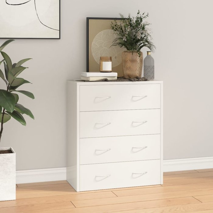 Maison exclusive - aparador con 4 cajones blanco brillante 60x30,5x71 cm