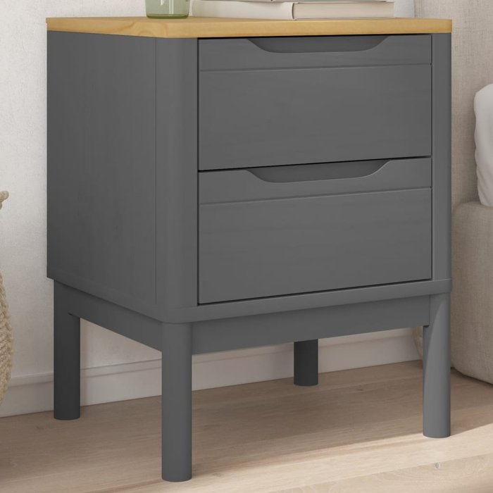 Floro mesita de noche gris 45x39x57 cm madera maciza de pino