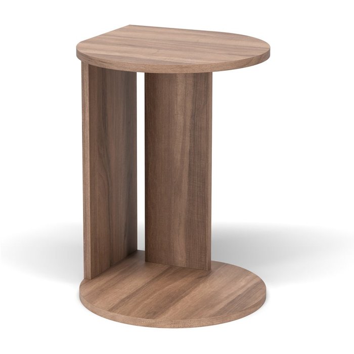 Mesa auxiliar en melamina, modelo trébol, color nogal