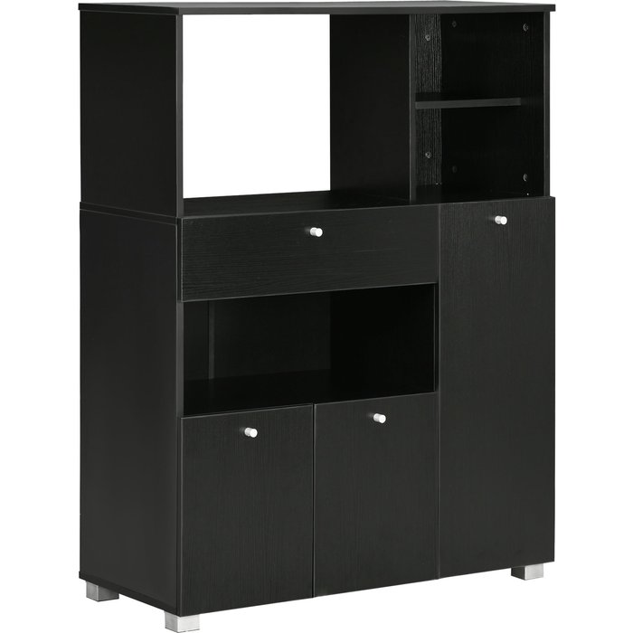 Aparador para microondas homcom melamina de madera negro 90x40x120 cm