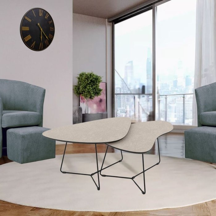 Mesa de centro tussey con superficie de cashemere y estructura de metal negro