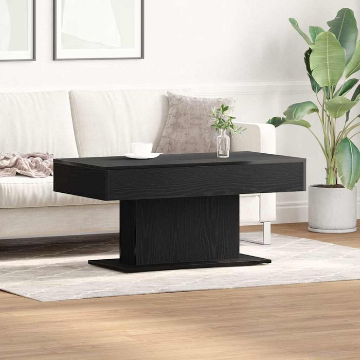 Mesa de café roble negro 96 x 50 x 45 cm madera contrachapada