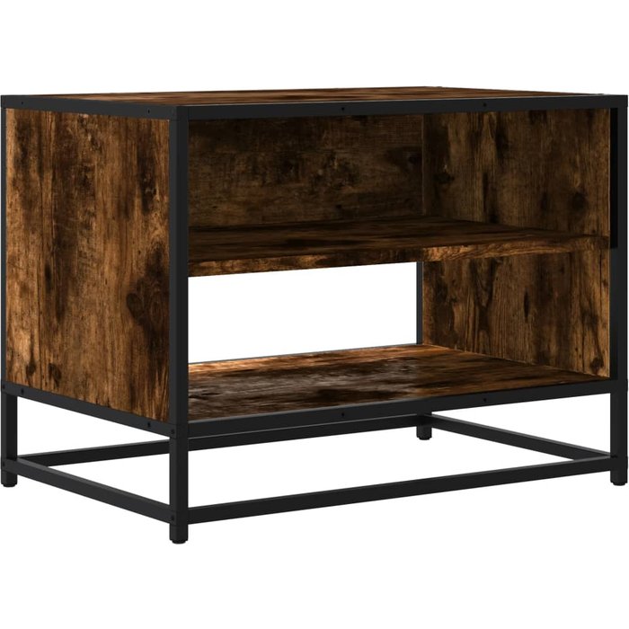Mueble de tv de metal y madera compuesta, roble ahumado, 61x40x46 cm - comfortxl