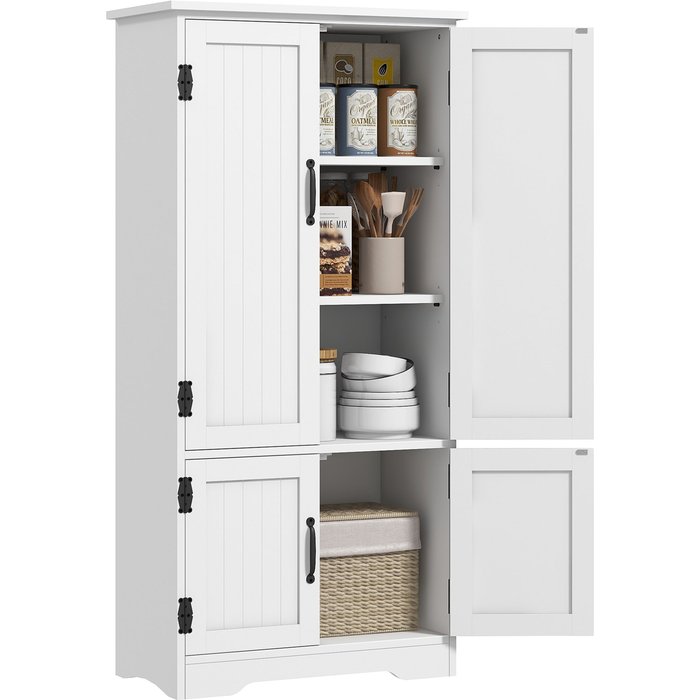 Armario alto cocina 4 puertas estantes ajustables 60x30x123cm blanco