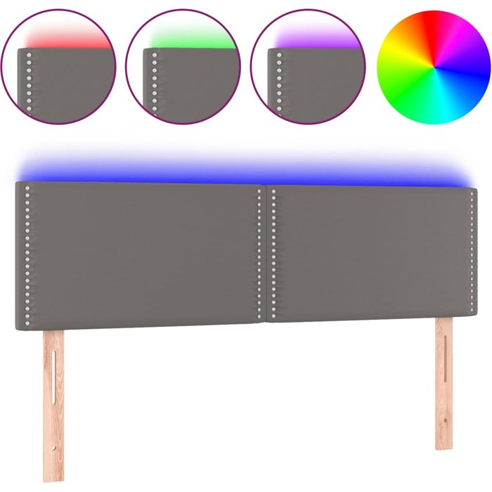 Cabecero cama - mueble cabecero con led cuero sintético negro 144x5x78/88 cm