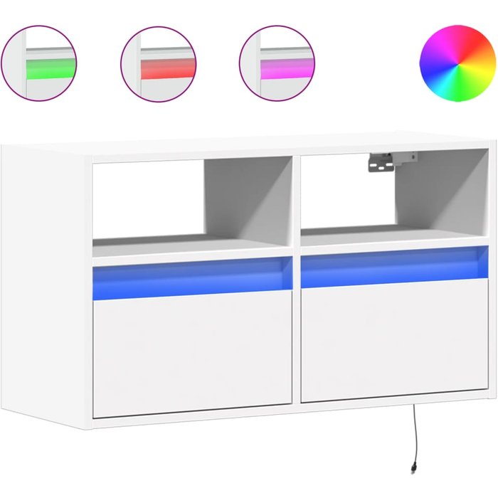 Mueble tv de pared | mueble de salón con luces led blanco 80x31x45 cm cfw96058