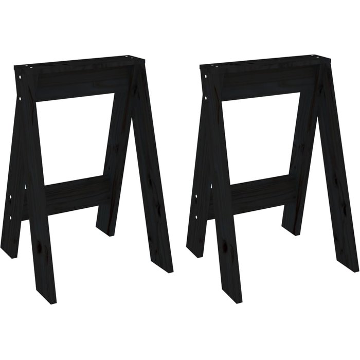 Taburetes 2 unidades madera maciza de pino negro 40x40x60 cm