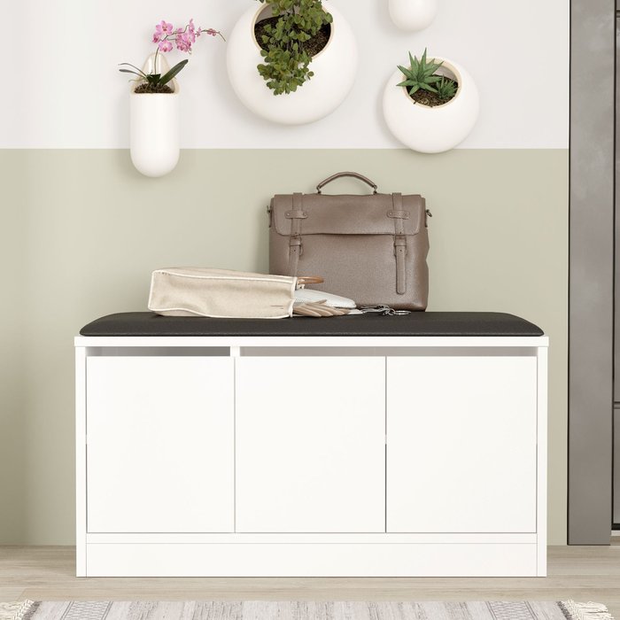 Zapatero compacto de 2 puertas – máximo almacenaje, blanco