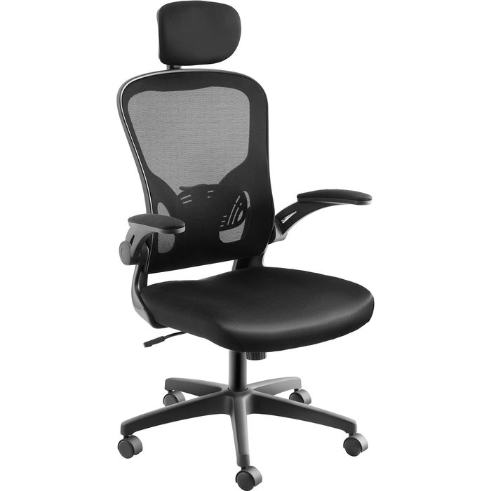 Tectake silla de oficina ergonómica, con apoyo lumbar y reposacabezas ajustables
