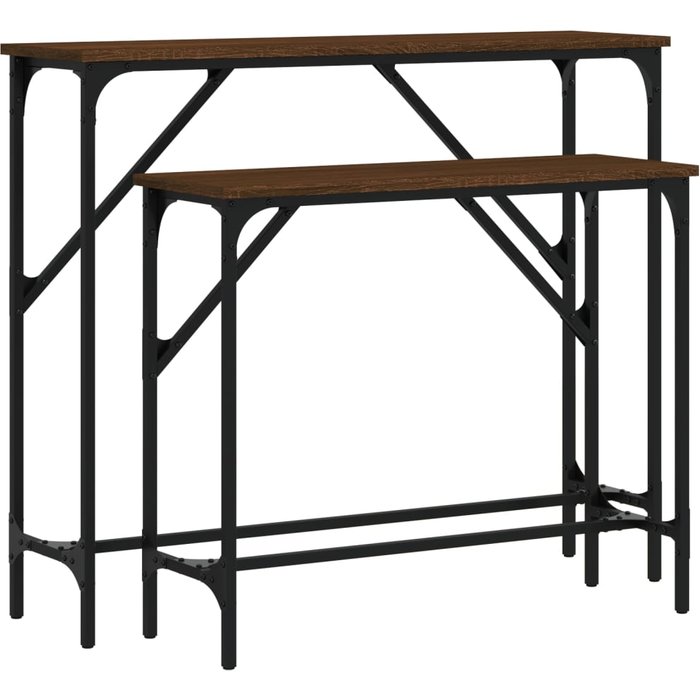 Mesas consolas 2 unidades madera de ingeniería marrón roble - comfortxl