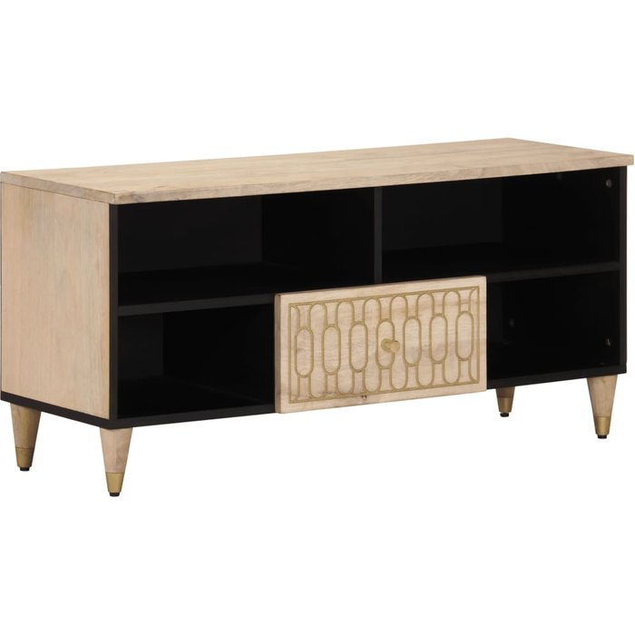 Mueble de tv 100x33x46 cm madera maciza de mango