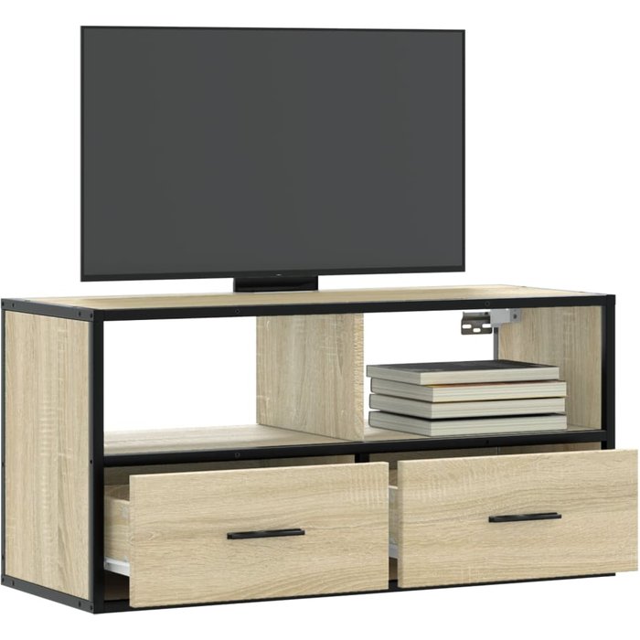 Mueble tv roble sonoma 80x31x39,5 cm madera contrachapada y metal