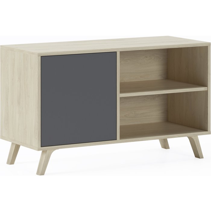 Mueble tv modelo wind, color roble/gris, medidas 95x40x57cm