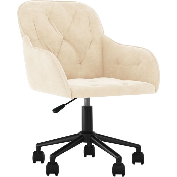 Silla de oficina | sillón oficina giratoria de terciopelo color crema cfw186589