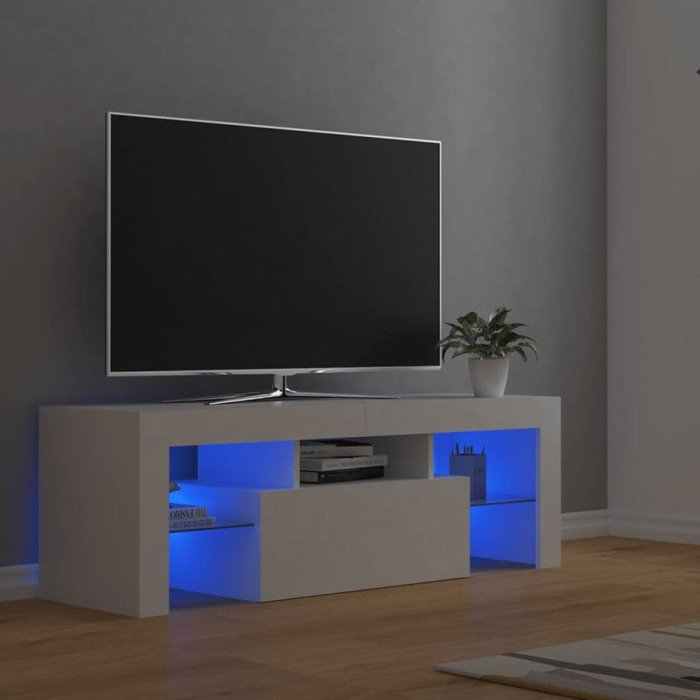 Mueble para tv con luces led blanco 120x35x40 cm v7566 unico / blanco