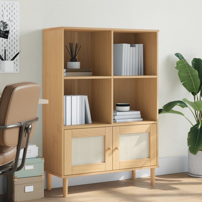 Vidaxl estantería senja aspecto ratán madera pino marrón 90x35x130 cm