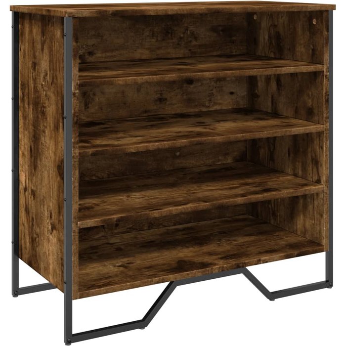 Zapatero de madera de ingeniería roble ahumado 80x38x78 cm - comfortxl