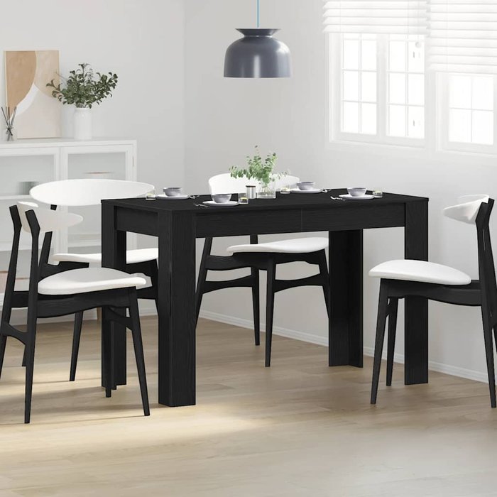 Mesa de comedor de roble negro 120x60x76 cm madera de ingeniería