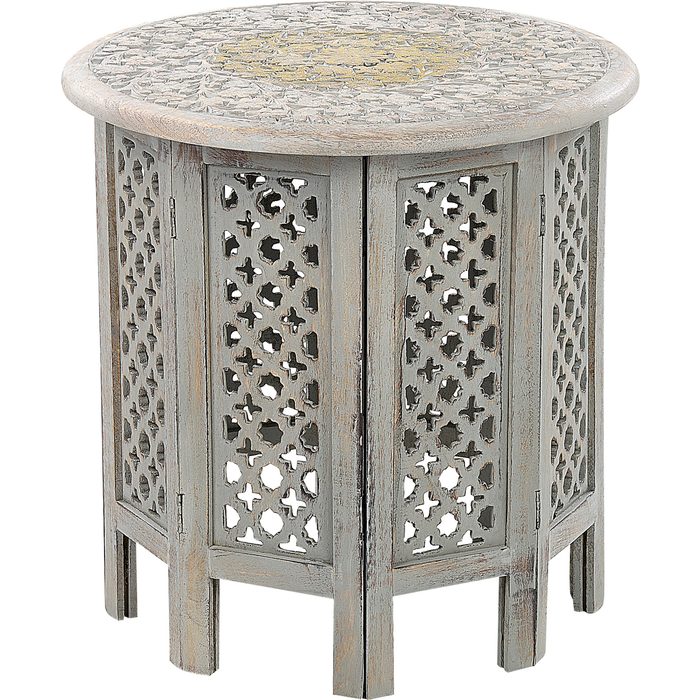 Beliani mesa auxiliar jagori madera de mango gris