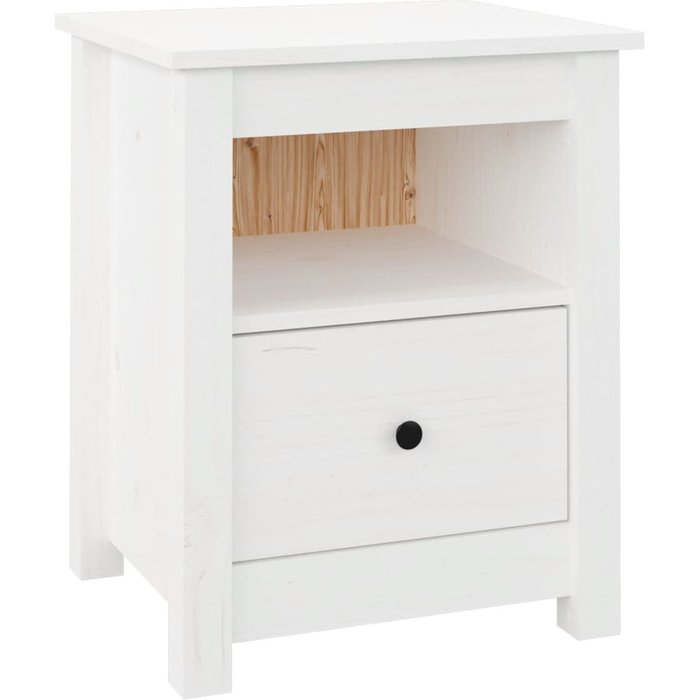 Mesita de noche madera maciza de pino blanco 40x35x49 cm - comfortxl