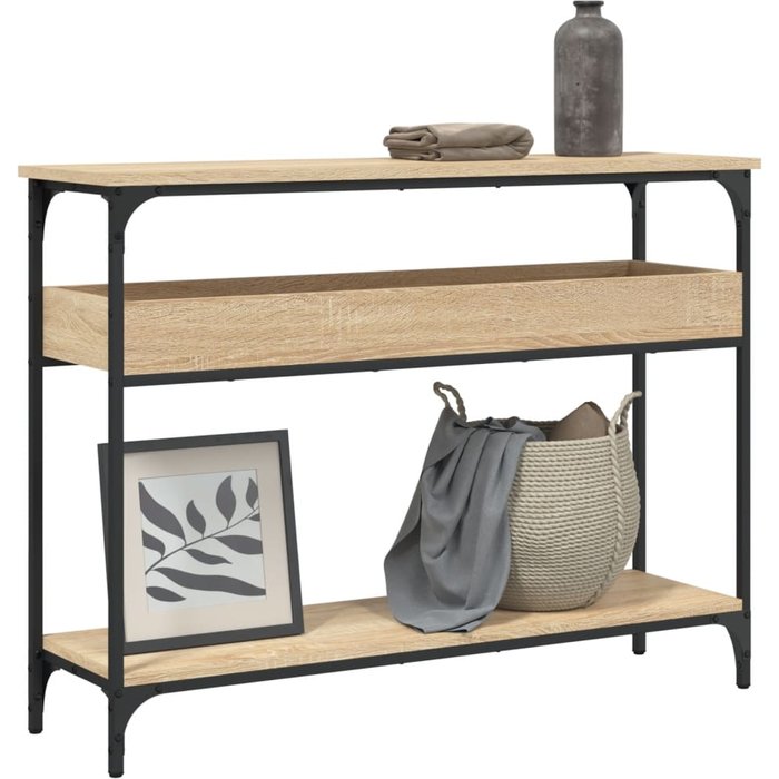 Mesa consola con estante roble sonoma 100x29x75 cm