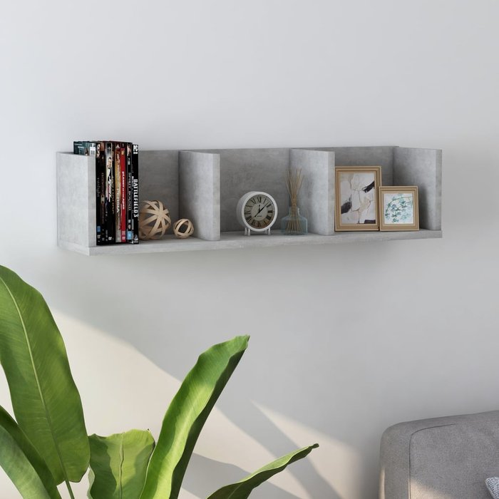 Maison exclusive - estante de pared para cd contrachapada hormigón 75x18x18cm
