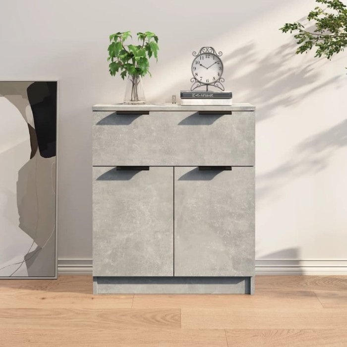 Aparador de madera contrachapada gris hormigón 60x30x70 cm v4897 unico / gris