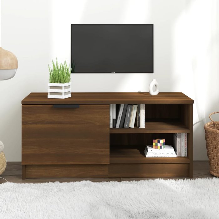 Mueble tv roble marrón 80x35x36,5 cm madera contrachapada
