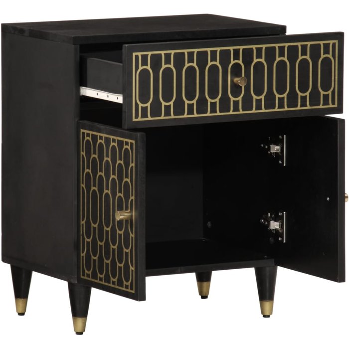 Mesita de noche | mesilla de noche madera maciza de mango 50x33x60 cm cfw81049