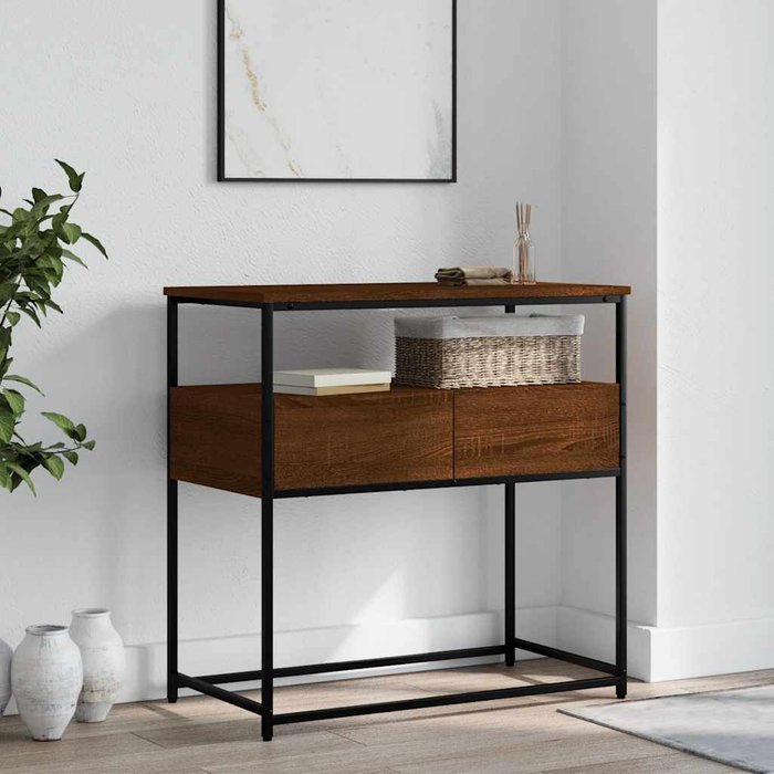 Consola de roble marrón, 75x40x75 cm, madera de ingeniería.