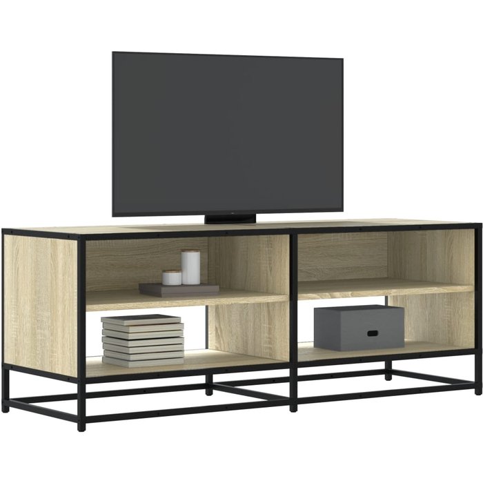 Mueble de tv de roble sonoma, 120,5 x 40 x 46 cm, madera de ingeniería y metal