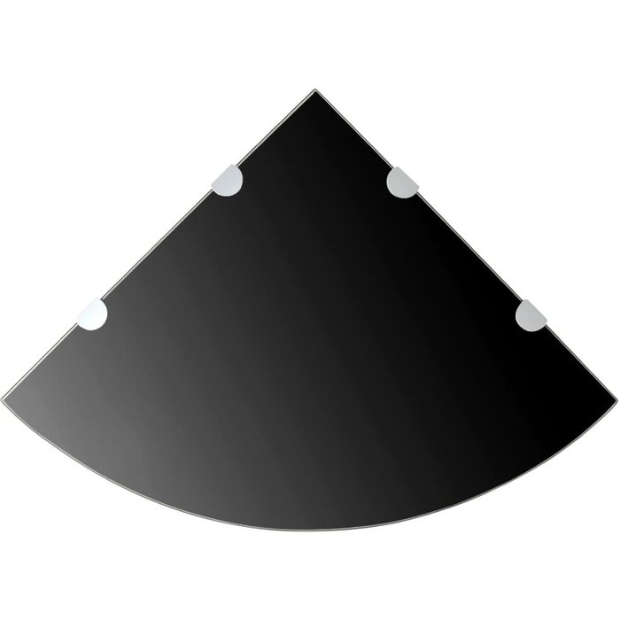 2 estantes esquineros y soportes cromados vidrio negro 45x45 cm