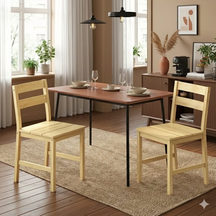 Essenza set 2 sillas comedor bambú natural 42x45x80cm antideslizantes