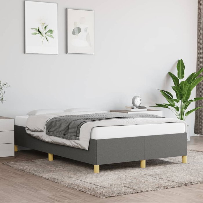 Estructura de cama gris oscuro 120x190 cm tela