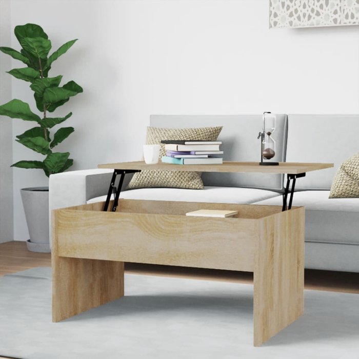 Mesa de centro roble sonoma 80x50,5x41,5 cm madera contrachapada