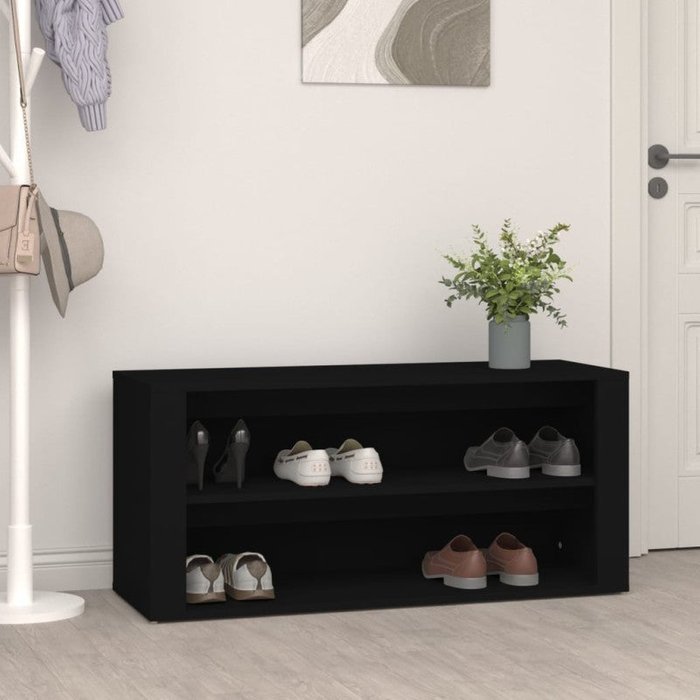Vidaxl mueble zapatero de madera contrachapada negro 100x35x45 cm