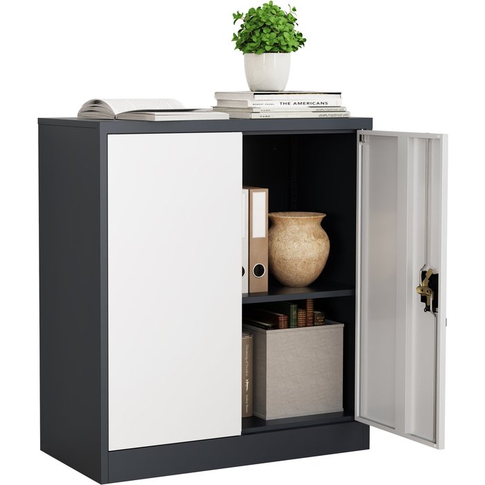 Vcm armario de oficina malivo antracita / blanco h. 90 x b. 80 x t. 40 cm