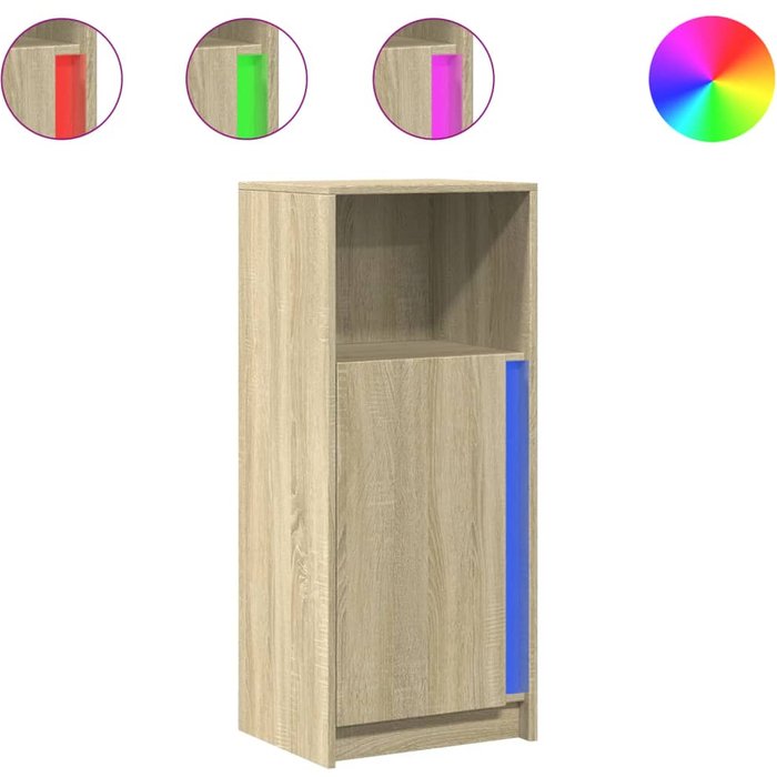 Aparador con led madera ingeniería roble sonoma 42,5x34x100 cm - comfortxl