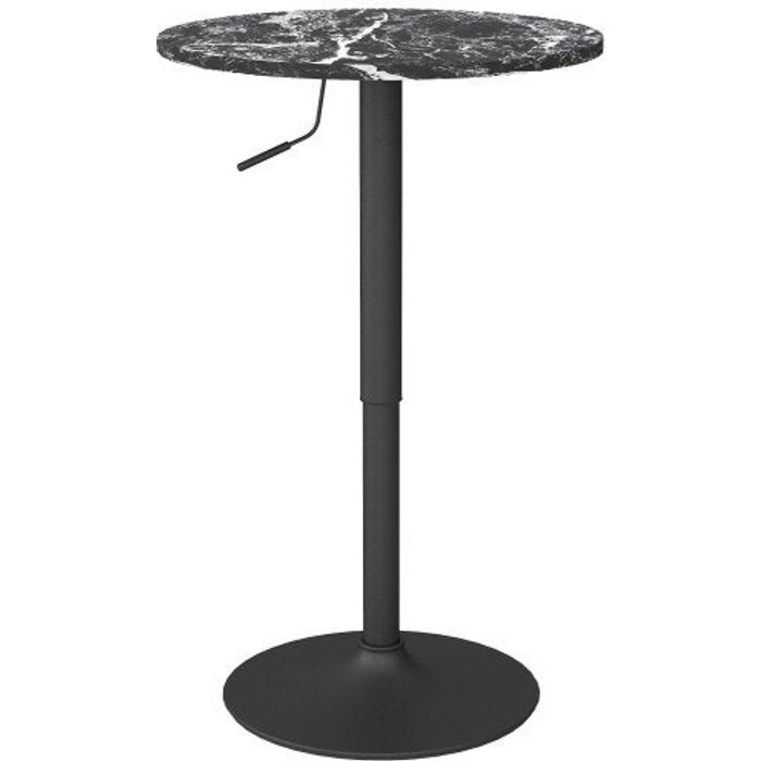 Mesa alta redonda de bar, mesa de cocina, negro, ø60 x 68-93,5 cm - comfortxl