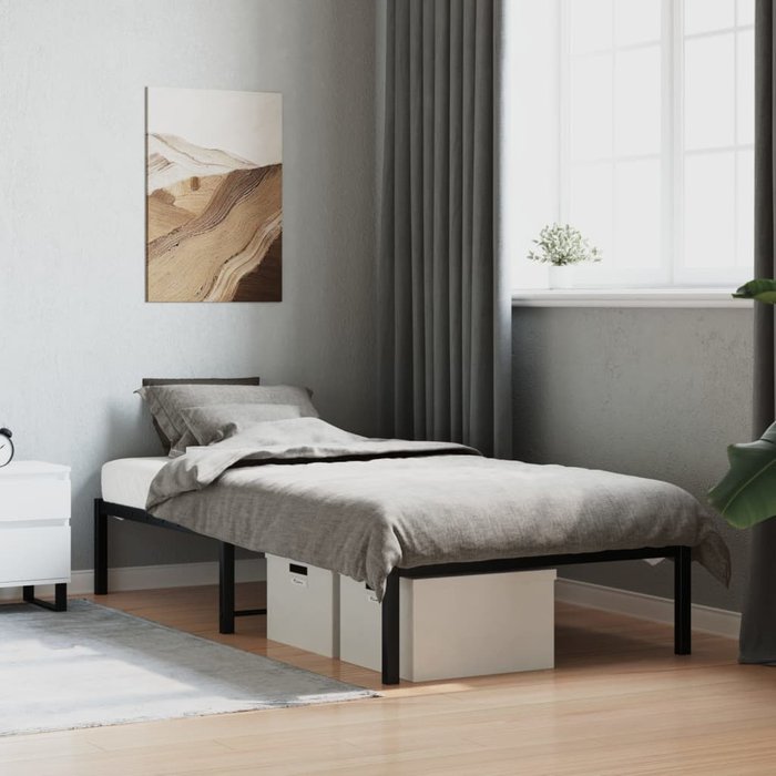Estructura de cama de metal negro sin colchón 90x190 cm