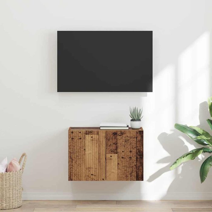 Mueble de tv de pared de madera antigua 59,5 x 31 x 40 cm madera de ingeniería